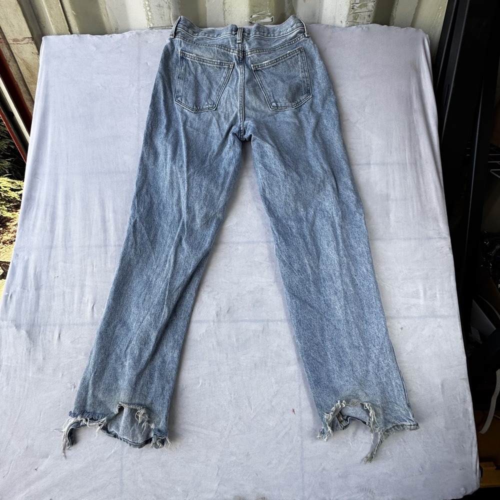 Universal Thread 90s Baggy Jeans Womens 4R Blue Denim Stretch Distressed Raw Hem